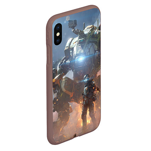 Чехол iPhone XS Max матовый Titanfall: Attack Robots / 3D-Коричневый – фото 2