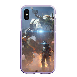 Чехол iPhone XS Max матовый Titanfall: Attack Robots, цвет: 3D-светло-сиреневый