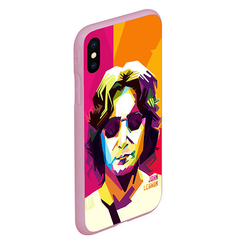 Чехол iPhone XS Max матовый Джон Леннон: фан-арт / 3D-Розовый – фото 2