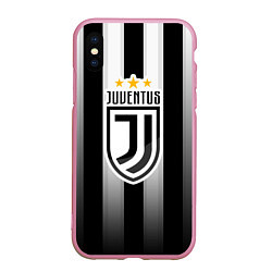 Чехол iPhone XS Max матовый Juventus FC: New logo, цвет: 3D-розовый