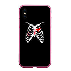 Чехол iPhone XS Max матовый TOP Skeleton, цвет: 3D-малиновый