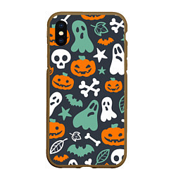 Чехол iPhone XS Max матовый Halloween Monsters, цвет: 3D-коричневый