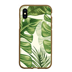Чехол iPhone XS Max матовый Тропический папоротник, цвет: 3D-коричневый