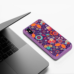 Чехол iPhone XS Max матовый Цветочный взрыв, цвет: 3D-фиолетовый — фото 2