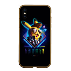 Чехол iPhone XS Max матовый Retro Pikachu, цвет: 3D-коричневый