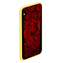Чехол iPhone XS Max матовый Унисекс / Красные розы, цвет: 3D-желтый — фото 2