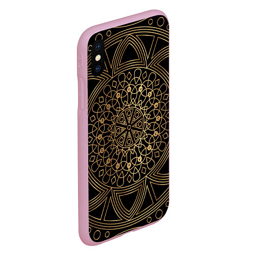 Чехол iPhone XS Max матовый Золотая мандала / 3D-Розовый – фото 2
