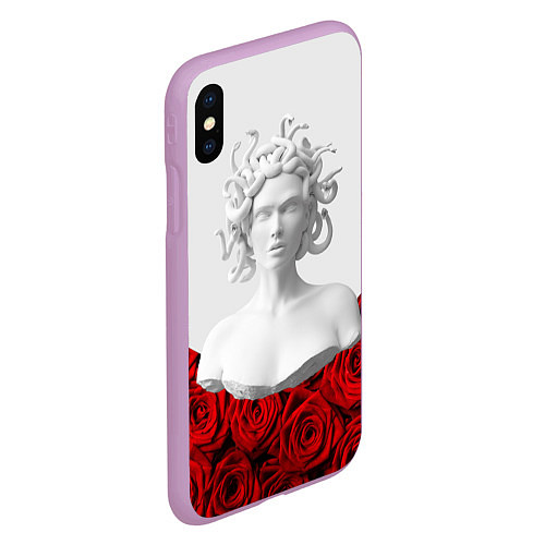 Чехол iPhone XS Max матовый Унисекс / Snake roses girl / 3D-Сиреневый – фото 2