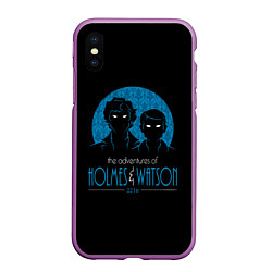 Чехол iPhone XS Max матовый Холмс и Ватсон 221B, цвет: 3D-фиолетовый