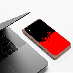 Чехол iPhone XS Max матовый АлисА: Черный & Красный, цвет: 3D-коричневый — фото 2
