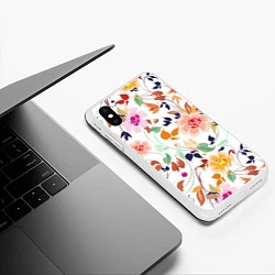 Чехол iPhone XS Max матовый Нежные цветы, цвет: 3D-белый — фото 2