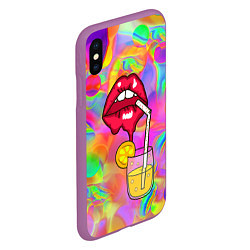 Чехол iPhone XS Max матовый Cocktail lips, цвет: 3D-фиолетовый — фото 2