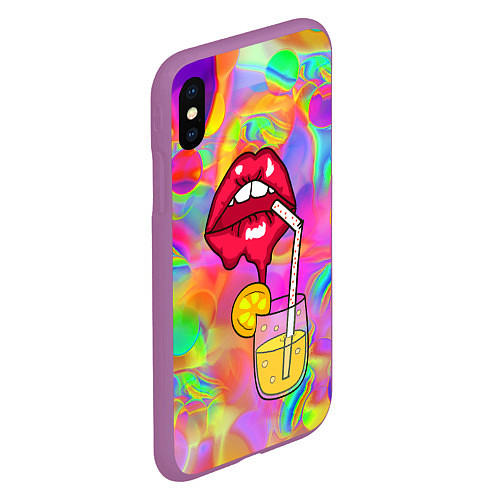 Чехол iPhone XS Max матовый Cocktail lips / 3D-Фиолетовый – фото 2