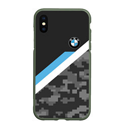 Чехол iPhone XS Max матовый BMW: Pixel Military, цвет: 3D-темно-зеленый