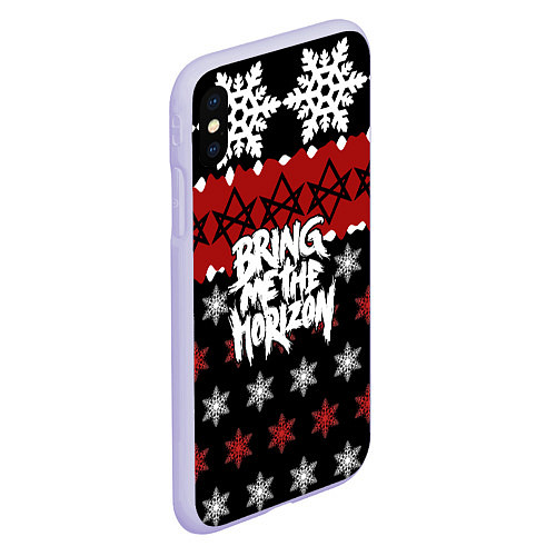 Чехол iPhone XS Max матовый Праздничный Bring Me the Horizon / 3D-Светло-сиреневый – фото 2