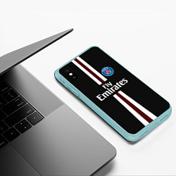Чехол iPhone XS Max матовый PSG FC: Black 2018, цвет: 3D-мятный — фото 2