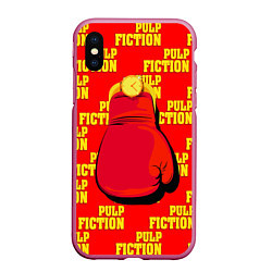 Чехол iPhone XS Max матовый Pulp Fiction: Boxing glove, цвет: 3D-малиновый