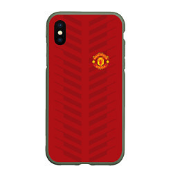 Чехол iPhone XS Max матовый Manchester United: Red Lines, цвет: 3D-темно-зеленый