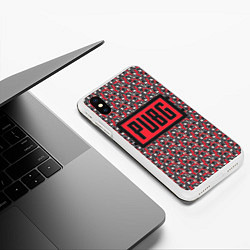 Чехол iPhone XS Max матовый PUBG: Red Pattern, цвет: 3D-белый — фото 2