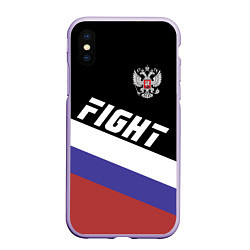 Чехол iPhone XS Max матовый Fight Russia, цвет: 3D-светло-сиреневый