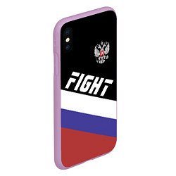 Чехол iPhone XS Max матовый Fight Russia, цвет: 3D-сиреневый — фото 2