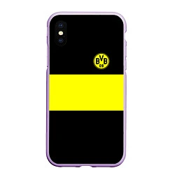 Чехол iPhone XS Max матовый Borussia 2018 Black and Yellow, цвет: 3D-сиреневый