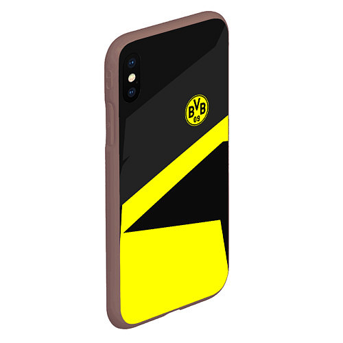 Чехол iPhone XS Max матовый FC Borussia: Sport Geometry / 3D-Коричневый – фото 2