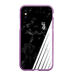 Чехол iPhone XS Max матовый FC Juventus: Abstract, цвет: 3D-фиолетовый