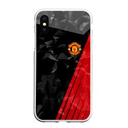 Чехол iPhone XS Max матовый FC Manchester United: Abstract, цвет: 3D-белый