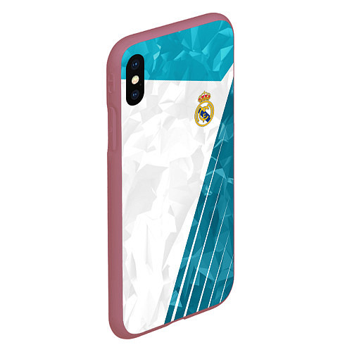 Чехол iPhone XS Max матовый FC Real Madrid: Abstract / 3D-Малиновый – фото 2