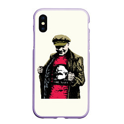 Чехол iPhone XS Max матовый Стильный Ленин, цвет: 3D-светло-сиреневый