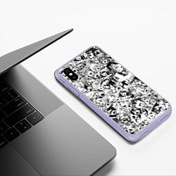 Чехол iPhone XS Max матовый Ahegao: Black & White, цвет: 3D-светло-сиреневый — фото 2