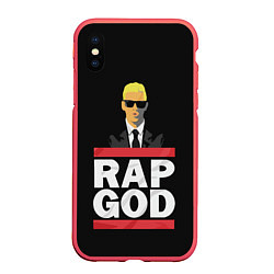 Чехол iPhone XS Max матовый Rap God Eminem, цвет: 3D-красный