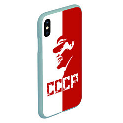 Чехол iPhone XS Max матовый Ленин СССР, цвет: 3D-мятный — фото 2