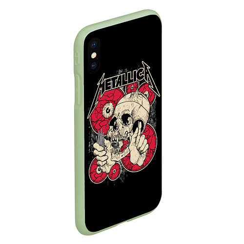 Чехол iPhone XS Max матовый Metallica Skull / 3D-Салатовый – фото 2