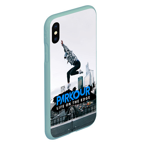 Чехол iPhone XS Max матовый Parkour: Life on the edge / 3D-Мятный – фото 2