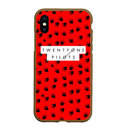 Чехол iPhone XS Max матовый 21 Pilots: Red Style, цвет: 3D-коричневый