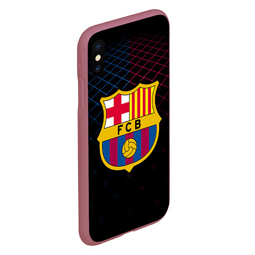 Чехол iPhone XS Max матовый FC Barcelona Lines / 3D-Малиновый – фото 2
