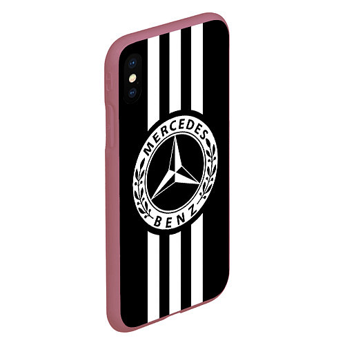 Чехол iPhone XS Max матовый Mercedes-Benz Black / 3D-Малиновый – фото 2