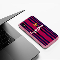 Чехол iPhone XS Max матовый FC Barcelona: Rakuten, цвет: 3D-малиновый — фото 2