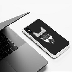 Чехол iPhone XS Max матовый Бульдог в черном, цвет: 3D-белый — фото 2