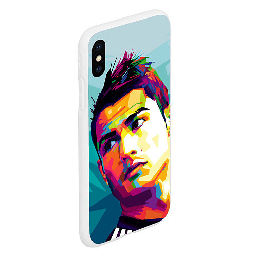 Чехол iPhone XS Max матовый Cristiano Ronaldo Art / 3D-Белый – фото 2