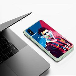 Чехол iPhone XS Max матовый Lionel Messi, цвет: 3D-салатовый — фото 2