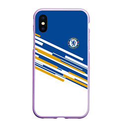 Чехол iPhone XS Max матовый FC Chelsea: Colour Line, цвет: 3D-сиреневый