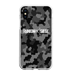 Чехол iPhone XS Max матовый Rainbow Six: Grey Mozaic, цвет: 3D-белый