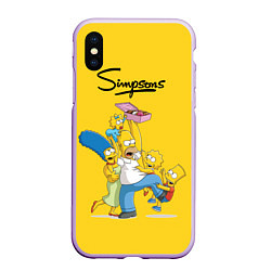 Чехол iPhone XS Max матовый Simpsons Family, цвет: 3D-сиреневый