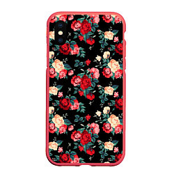 Чехол iPhone XS Max матовый Кустовые розы