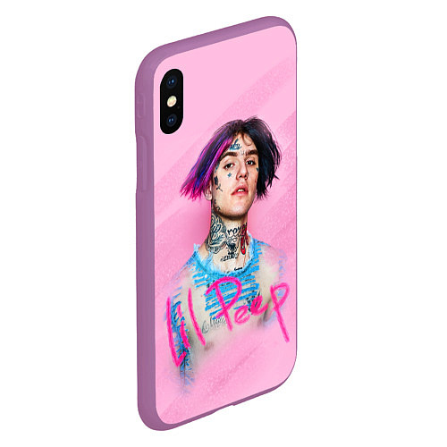 Чехол iPhone XS Max матовый Lil Peep: Pink Style / 3D-Фиолетовый – фото 2