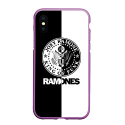 Чехол iPhone XS Max матовый Ramones B&W, цвет: 3D-фиолетовый