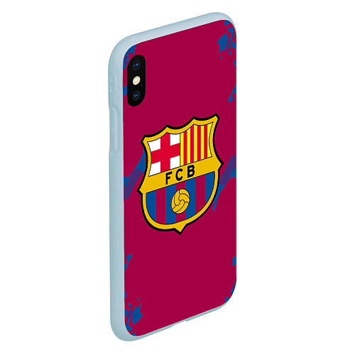 Чехол iPhone XS Max матовый FC Barcelona: Purple & Blue / 3D-Голубой – фото 2